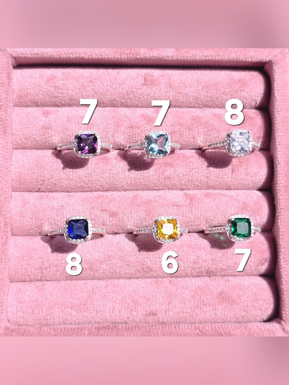 Silver Halo Cushion-Cut Yellow Gemstone Rings